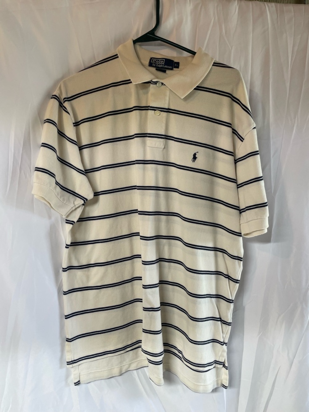 Ralph Lauren Cream Polo with Navy Horizontal Stripes